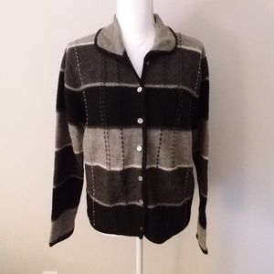 Karen Scott Black/Grey Wool Sweater Jacket